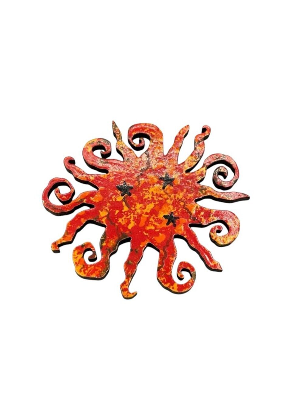Hand Painted Sun Brooch Celestial Art Pin Boho Wearable Art
